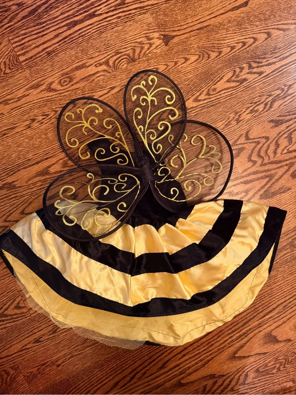Toddler Striped Bee Costume Dress with Decorative Wings